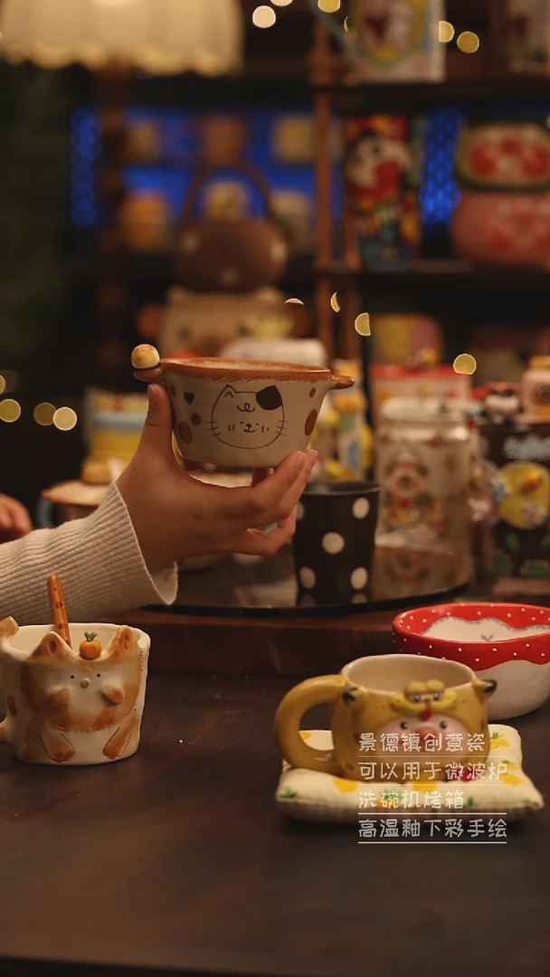 陶瓷景德镇可爱陶瓷釉下彩绘设计师款