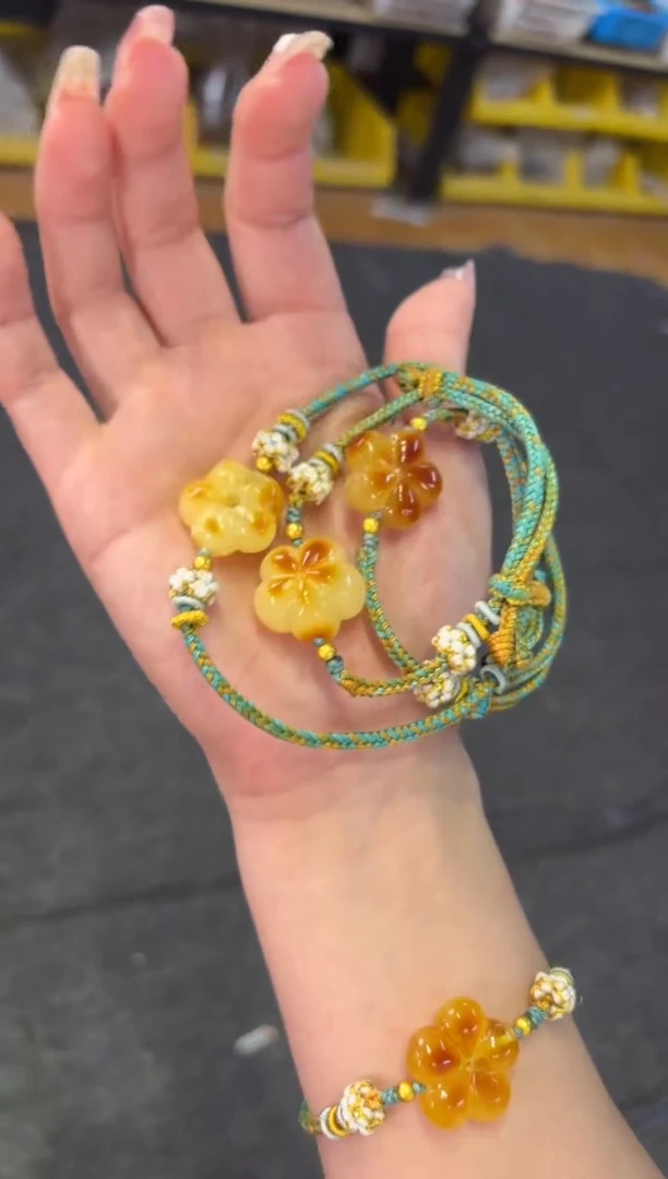 【闪购商品】蜜蜡手链未镶嵌蜜蜡太阳花手编绳多样性发其一