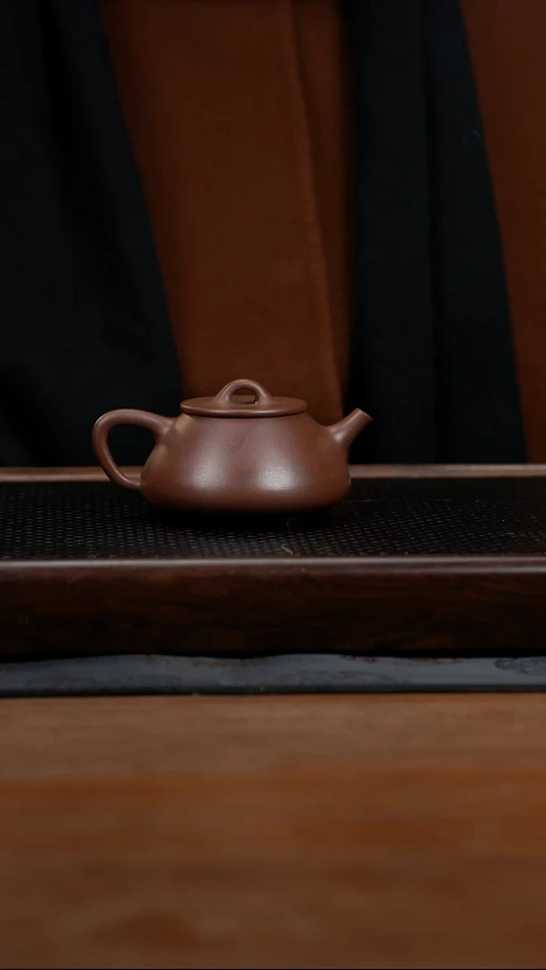 茶壶紫砂安**恙160cc黄龙山原矿紫泥平盖石瓢12