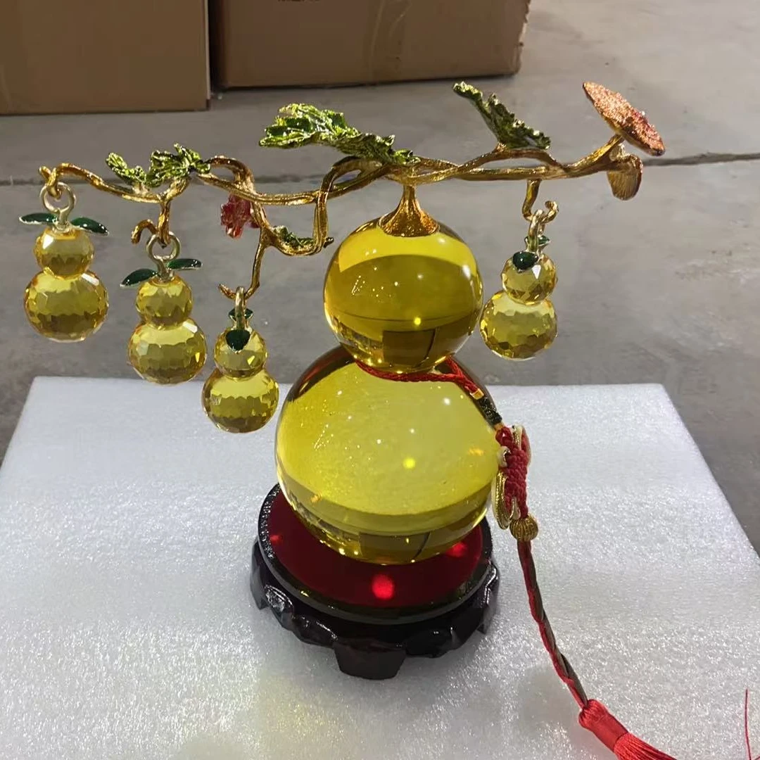 泰丰外贸孤品花瓶花器五福临门葫芦+底座（黄色）