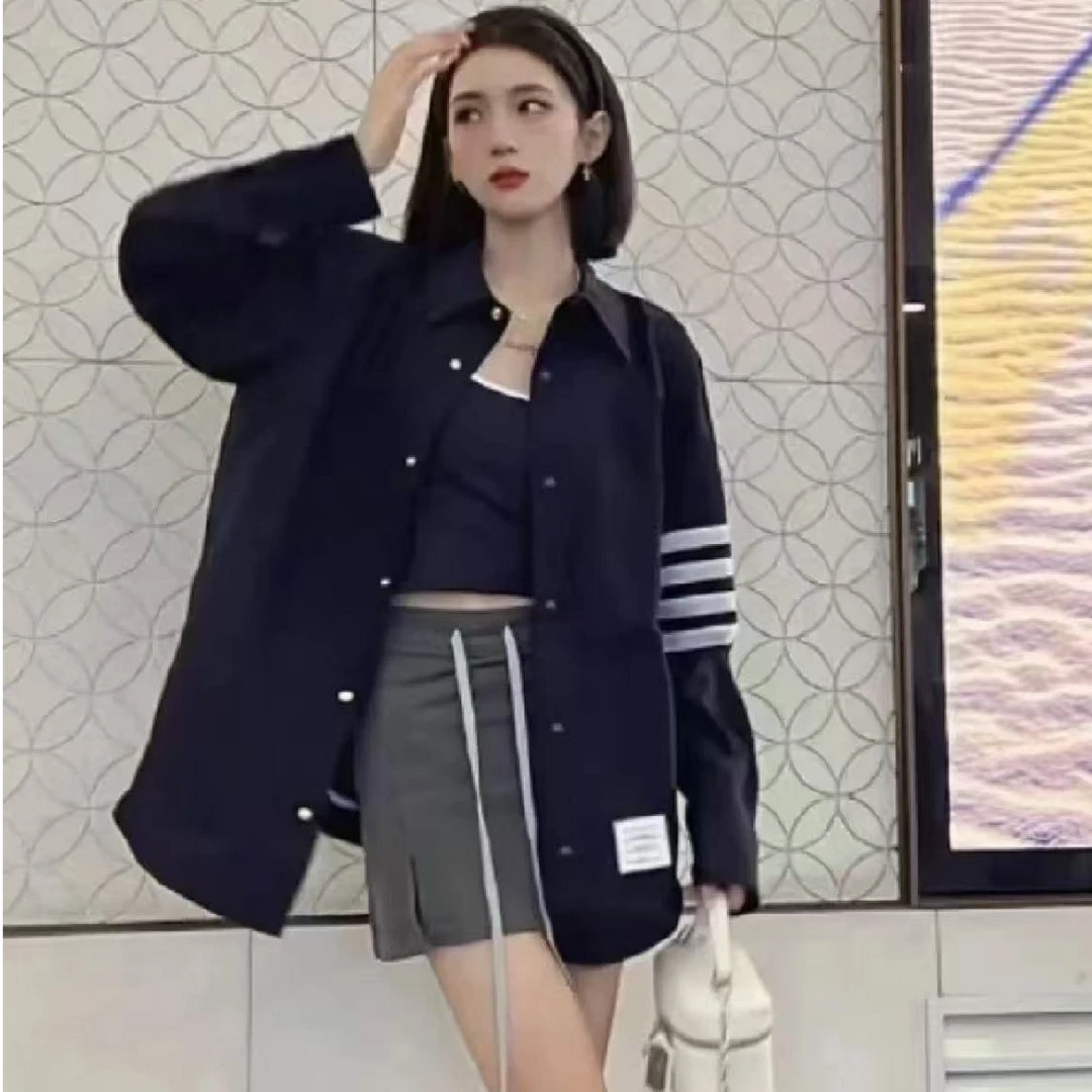 未使用 THOMBROWNE 长袖翻领纽扣针织衬衫/36