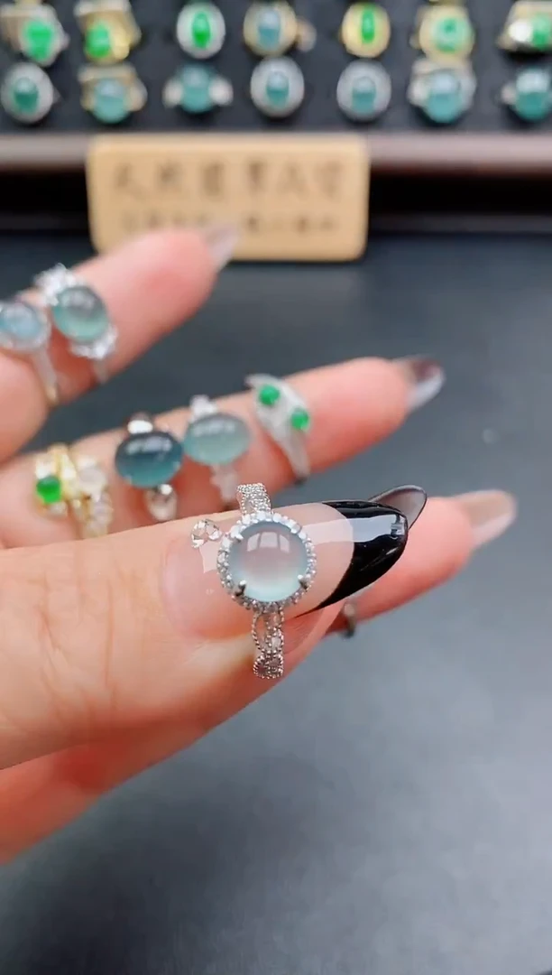 银S925镶嵌戒指翡翠1