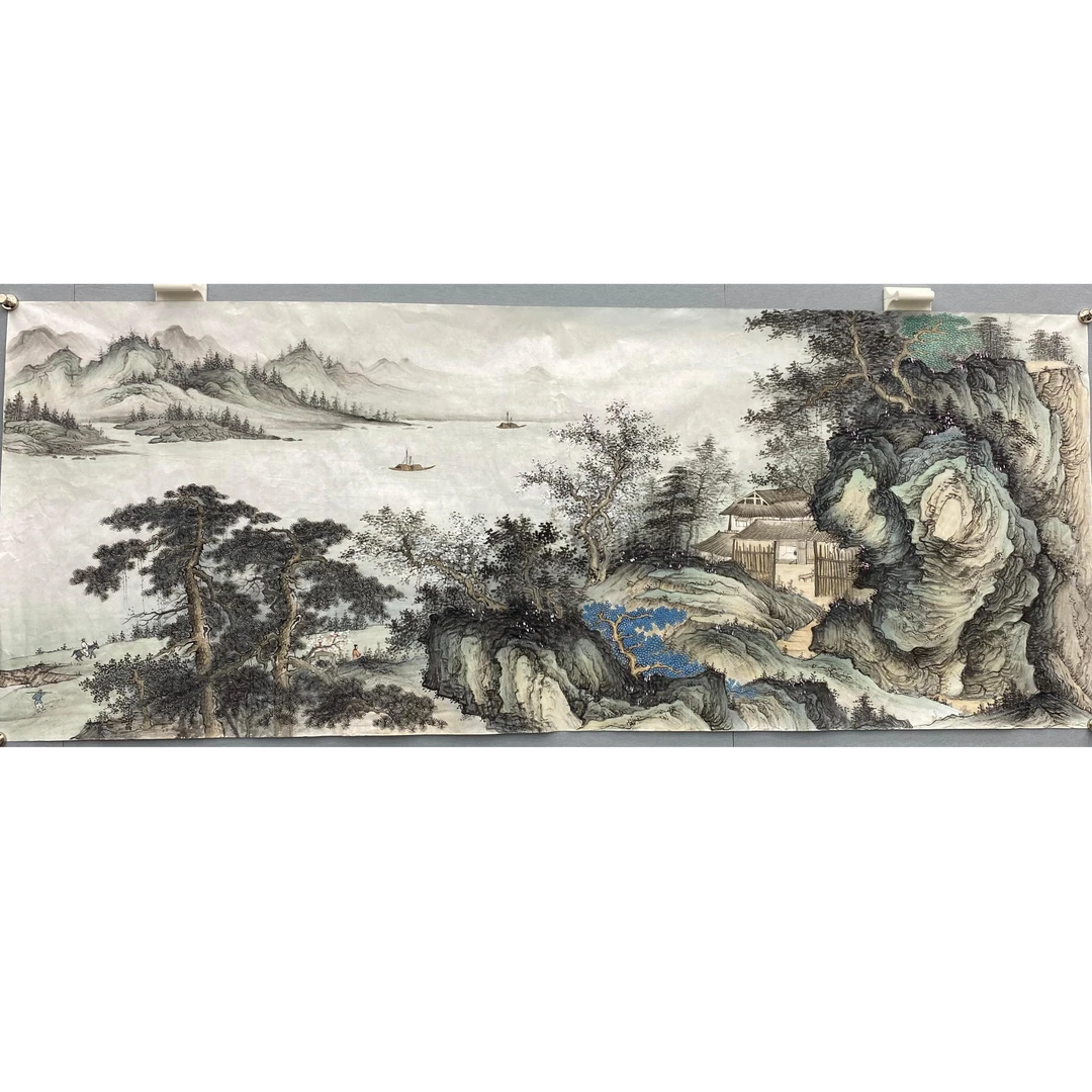 手绘【雅居图】国画山水画客厅办公室挂画41-1