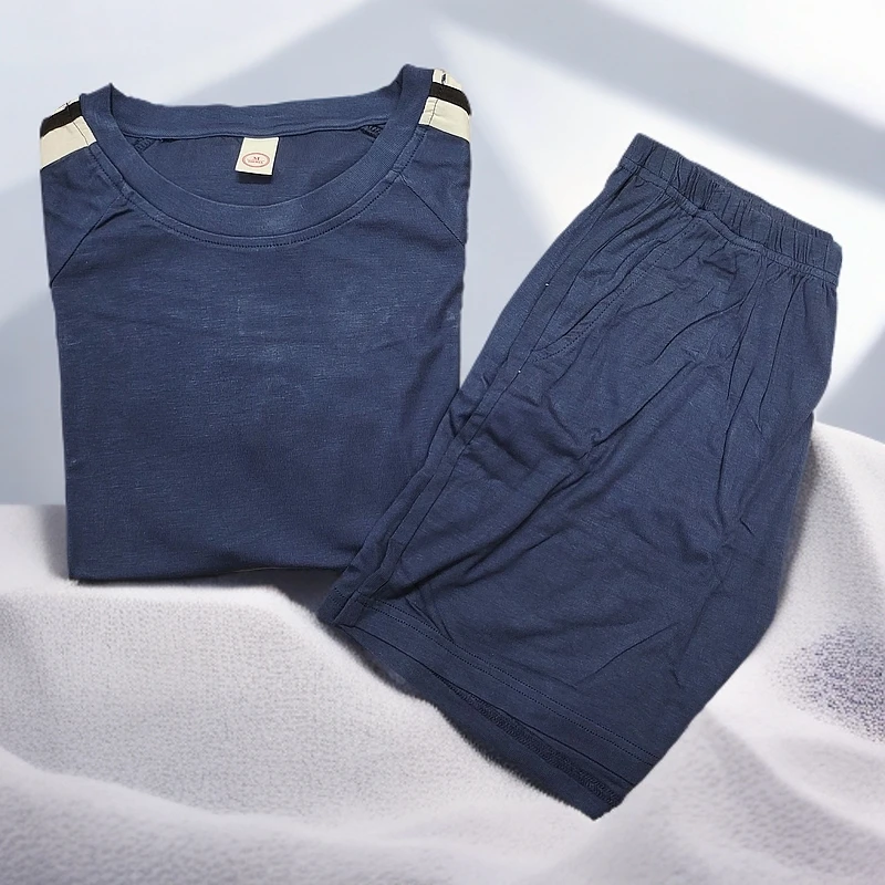 721  女士短袖短裤休闲可外穿夏天大码纯色家居服