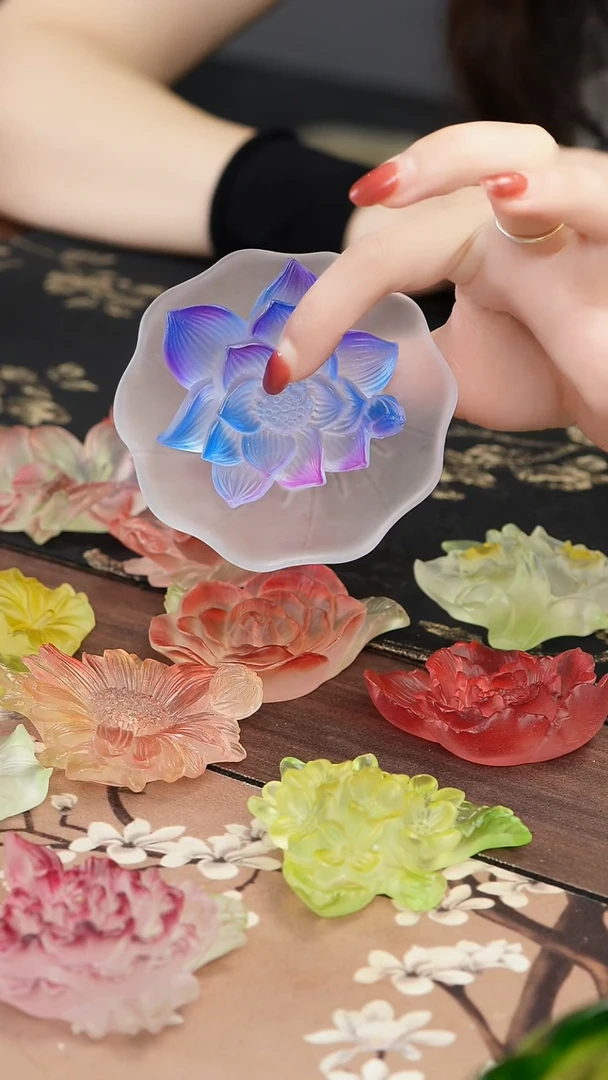 手工艺品琉璃天****哈6月荷花香插带杯垫