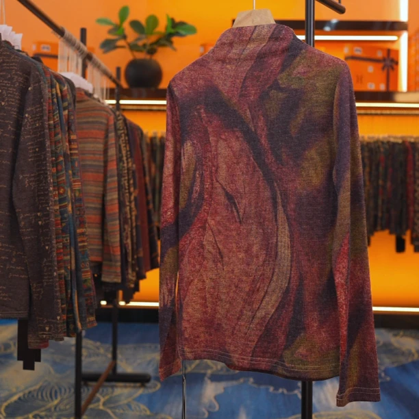 【杨杨】2025秋冬新款德绒半高领印花T恤 0248-80