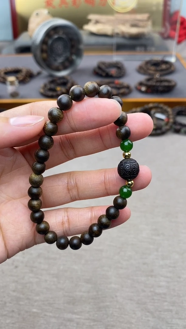 【闪购商品】沉香手串顺化紫棋06沉水+降真香1.0回纹+配饰