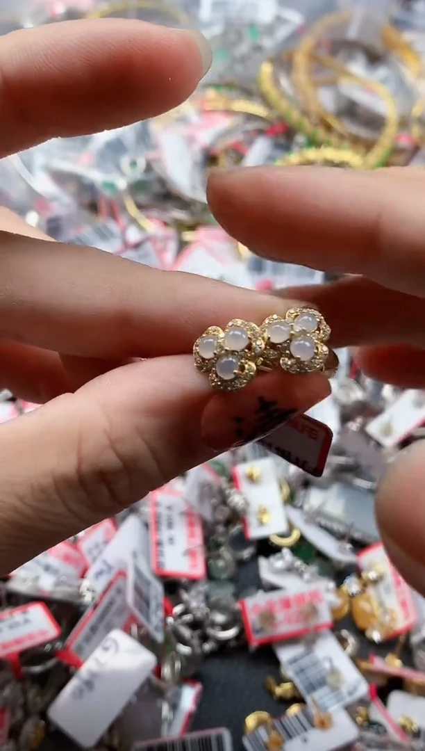 银S925镶嵌戒指翡翠天然A货缅甸翡翠