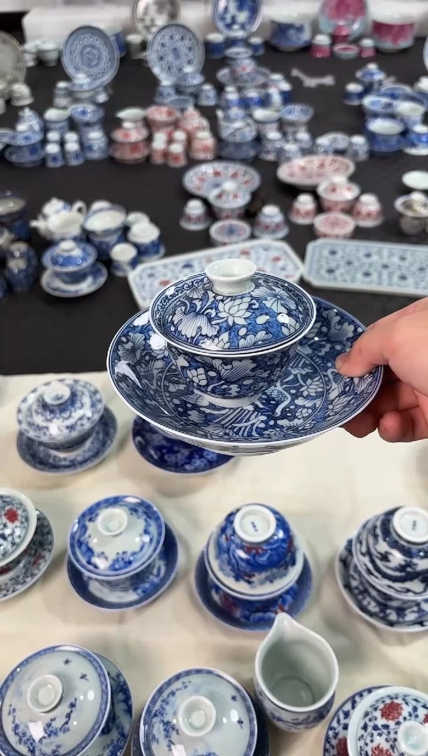 盖碗瓷元*景德镇陶瓷茶具一路连科二才套组