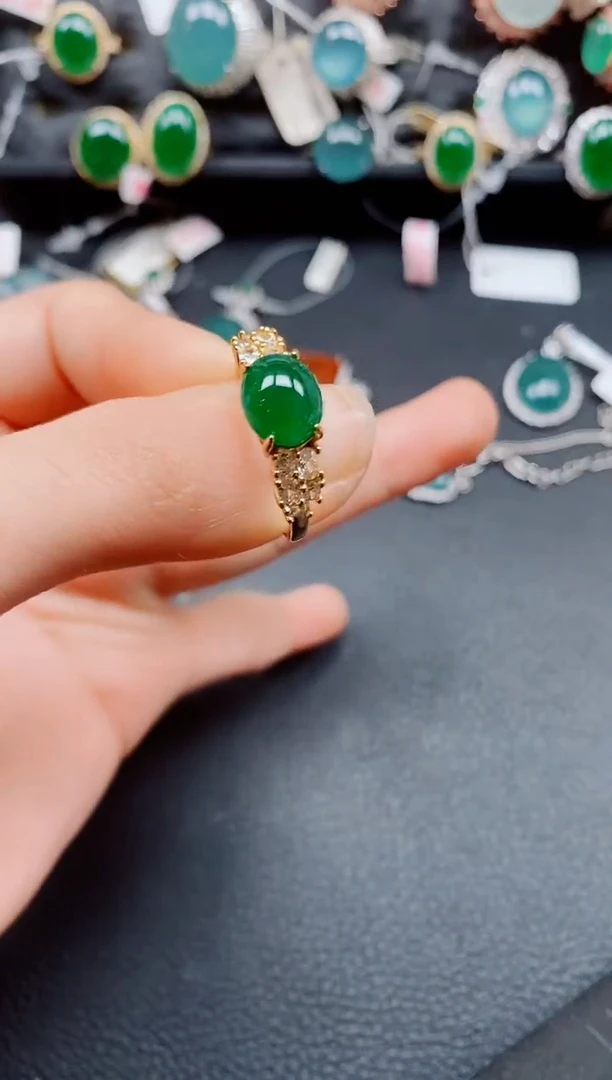 银S925镶嵌戒指翡翠翡翠