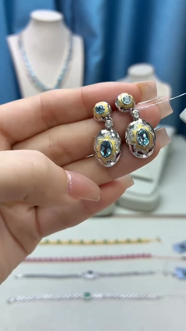 银S925镶嵌托帕石耳饰153JH0102产品一个（多样性）