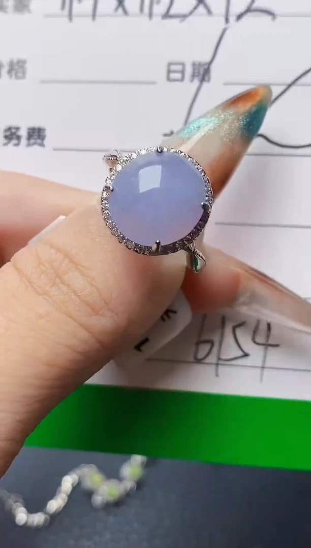 银S925镶嵌戒指翡翠6154