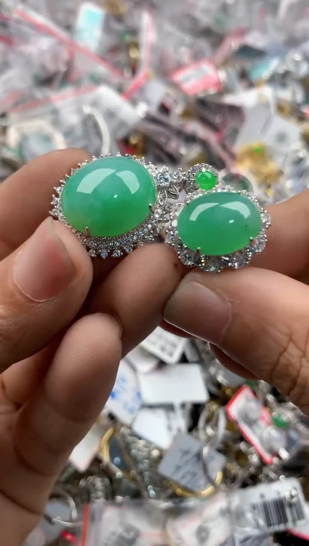 银S925镶嵌戒指翡翠7777-----9