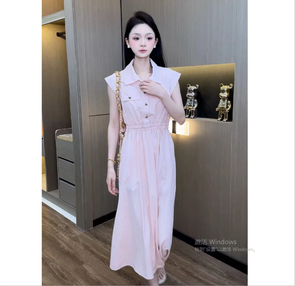 【秀宝女装】设计款无袖百搭露背衬衫连衣裙XB5980