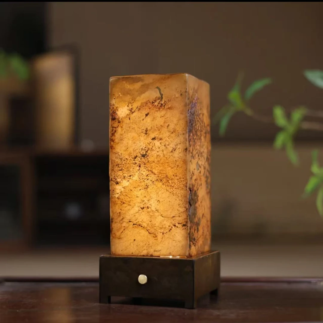 【小田甄陶】崖石灯茶周边高23.5 底座宽10.5 （草堂0009）