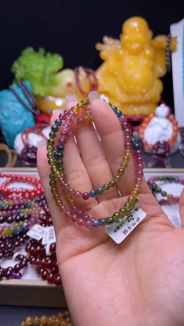 【闪购商品】碧玺手链未镶嵌碧玺多圈4mm+，多样式发一