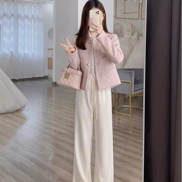 【现货】炸街短款粉色小香风2025年春季新款香风外套女