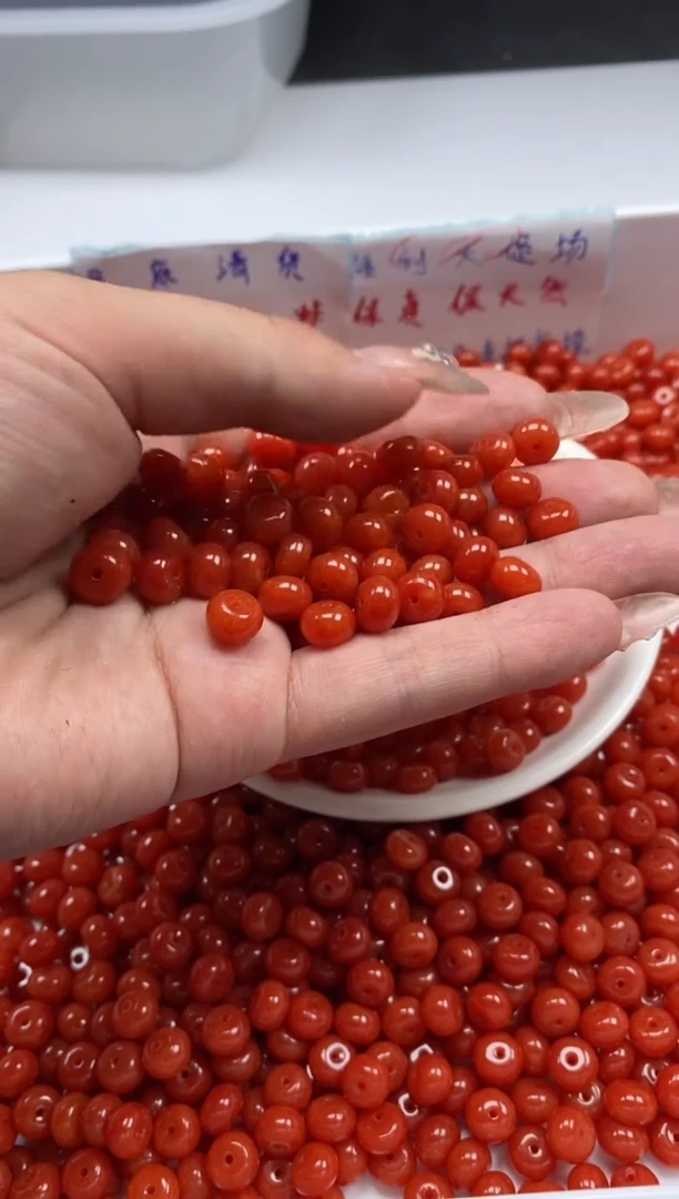 南红玛瑙未镶嵌颈饰W2280云南保山肉南红算盘8*5MM*30颗