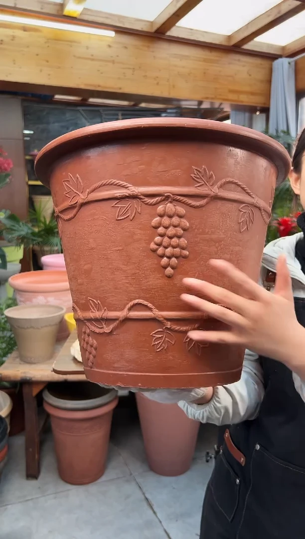 40*33/MK40A/陶土色葡萄藤浮雕外贸尾单