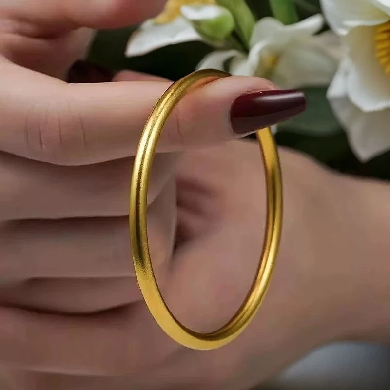 【老缅彦祖】18k金古法素圈闭口手镯豪镶23