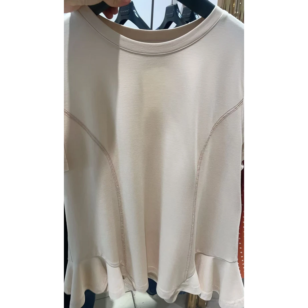 T恤女2025梦里人夏季新款设计感时尚百搭短袖纯色上衣1119-4208