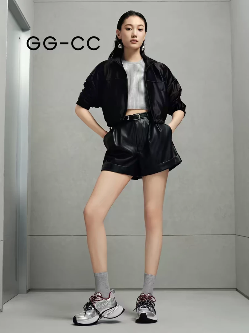 【杨超越同款】GGCC银核风暴2024秋新款厚底老爹鞋拼色绑带休闲鞋