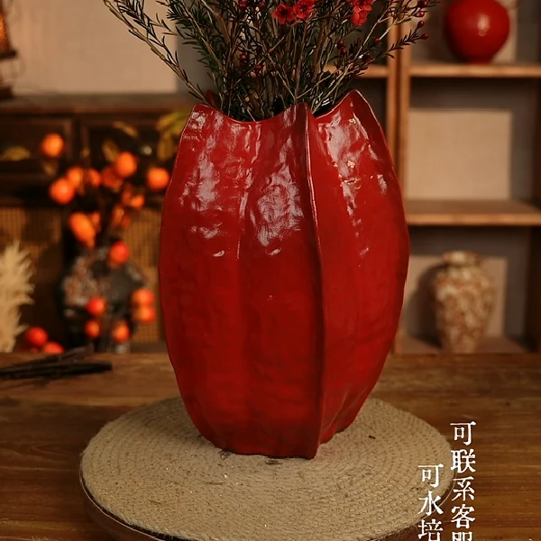 369景德镇手工陶瓷花瓶花器摆件高29cm口径10cm