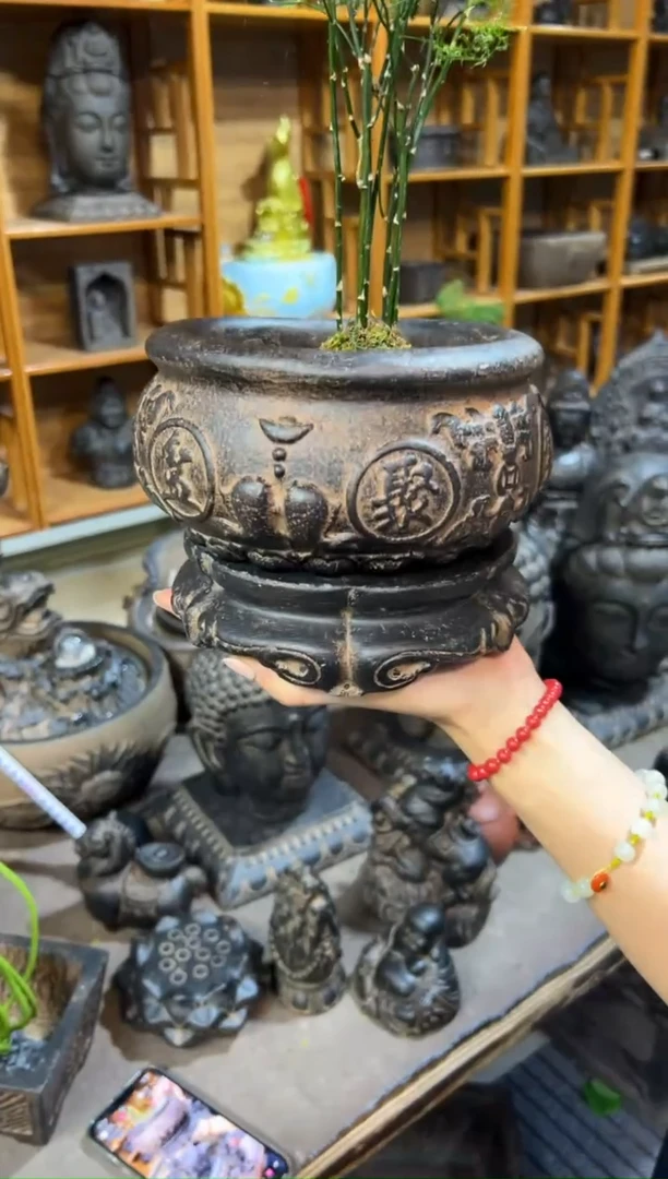 陶土聚宝盆+金箍坛底座 共发两件