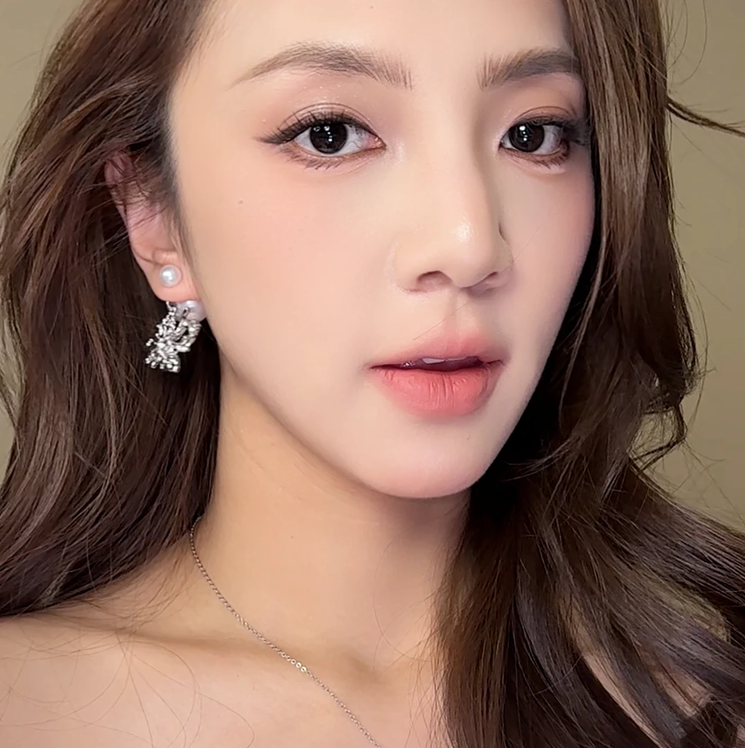 合金仿珍珠耳饰 韩系精致一款两戴珍珠蝴蝶耳钉