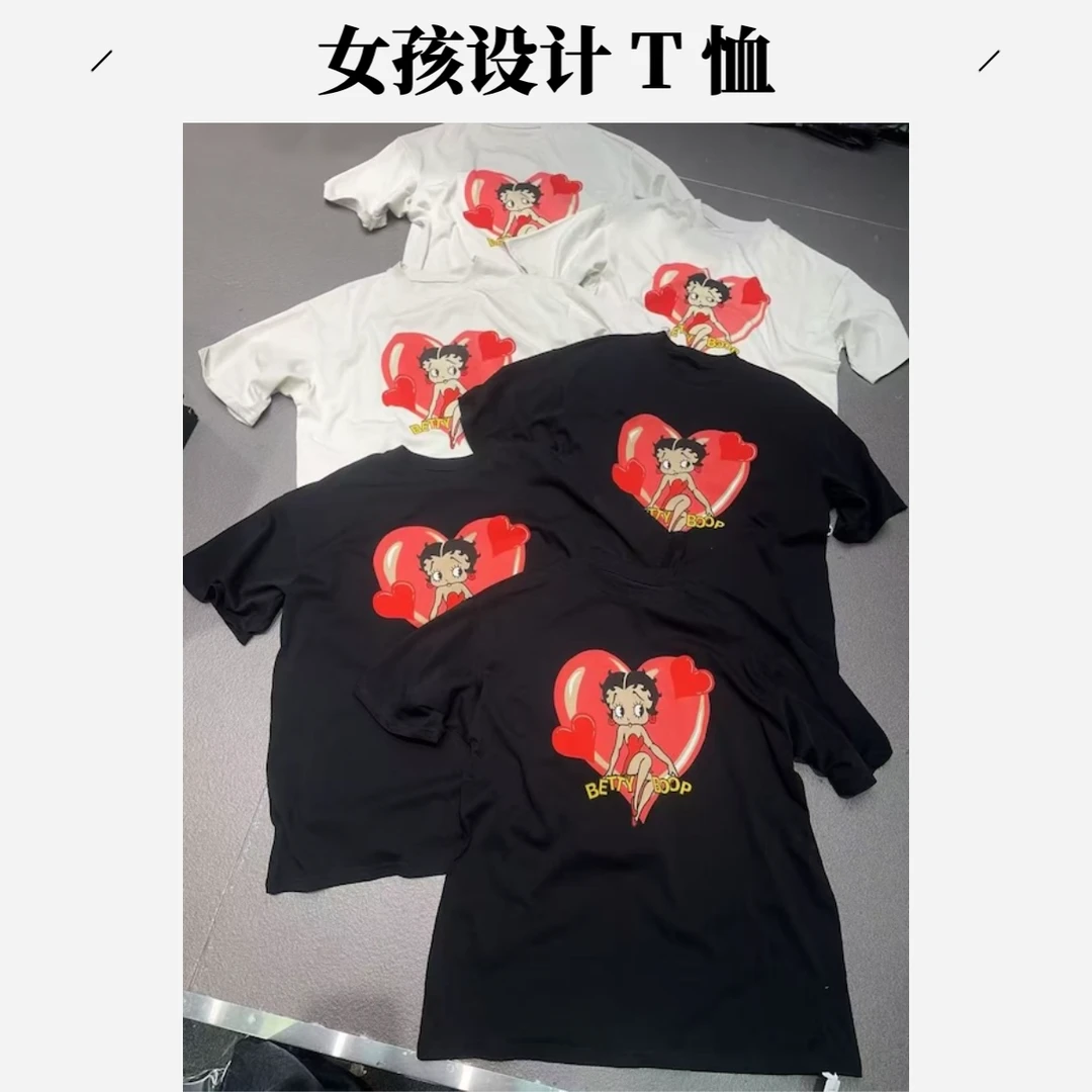 【杨英家爱跳舞女孩彩绘高级版印花设计】韩系短袖T恤8517