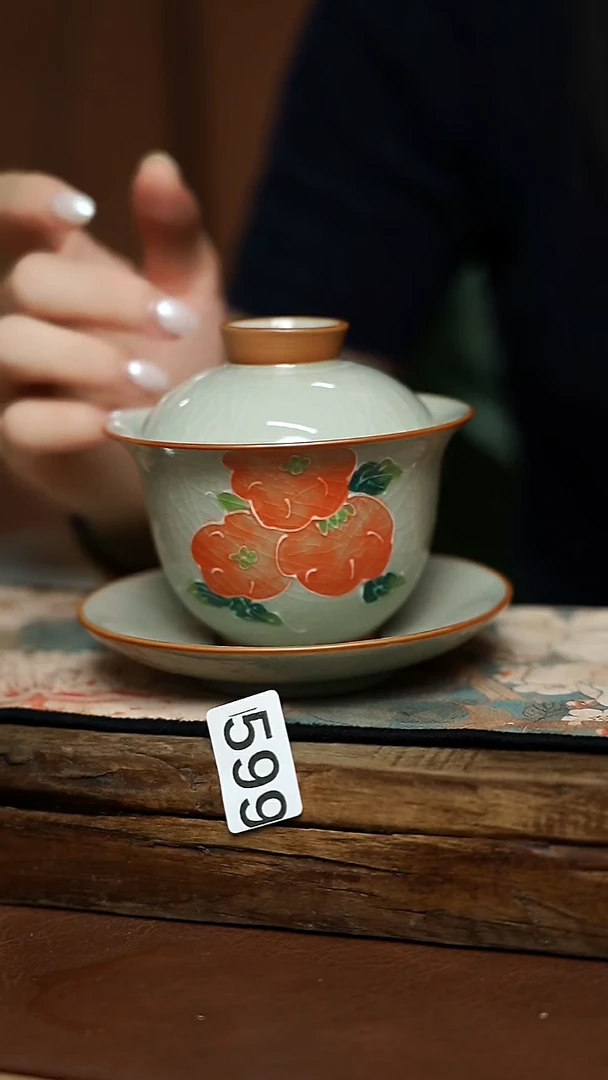 三才盖碗 樱花装饰