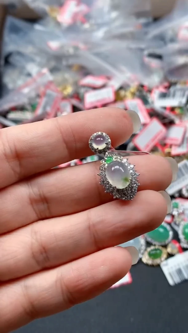 银S925镶嵌戒指翡翠天然A货缅甸翡翠