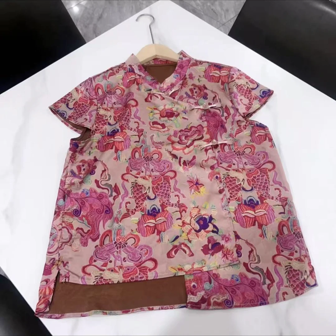 新款轻奢时尚减龄洋气百搭复古国风新中式盘扣个性夏天小衫