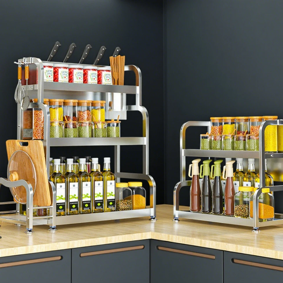 枚洁厨房收纳置物架调料置物架新大全调料架刀架兰知春序筷子筒