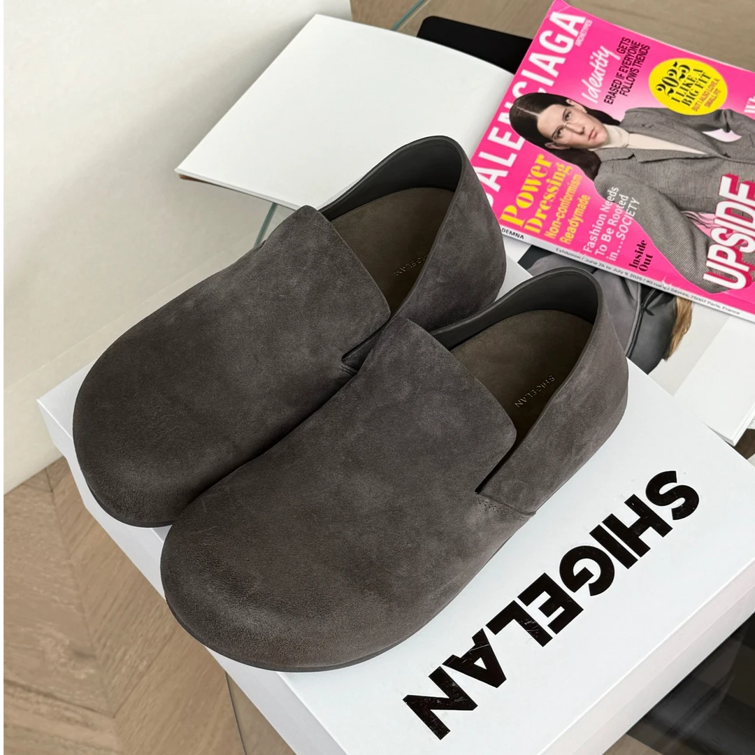 诗歌兰2025秋季新款女鞋时尚磨砂皮一脚蹬厚底博肯单鞋女