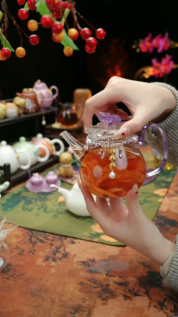 【闪购商品】紫色铃兰花茶壶+链子