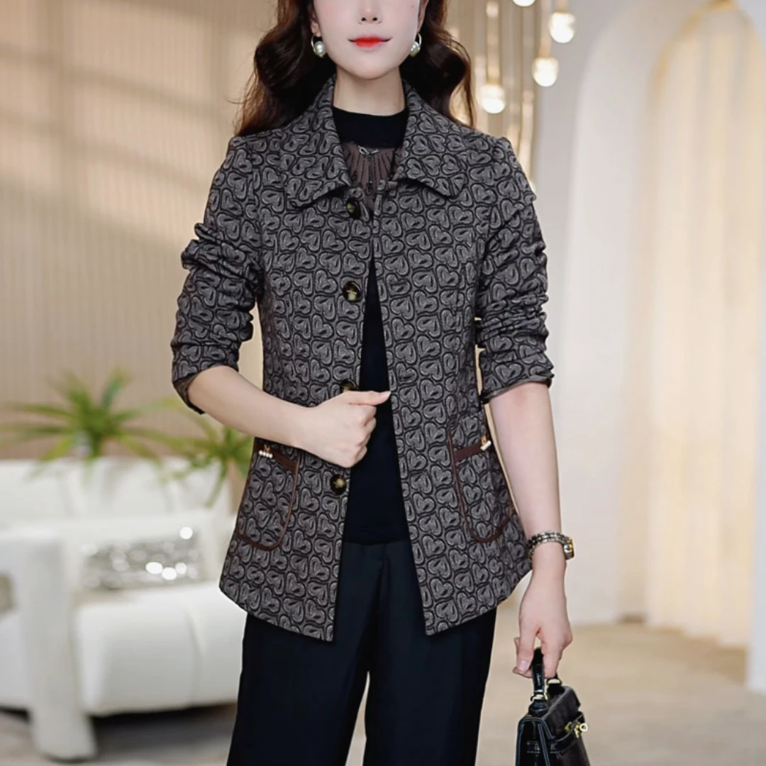 【莫瑞定制】中老年妈妈装外套女2025年秋装新款洋气百搭翻领上衣