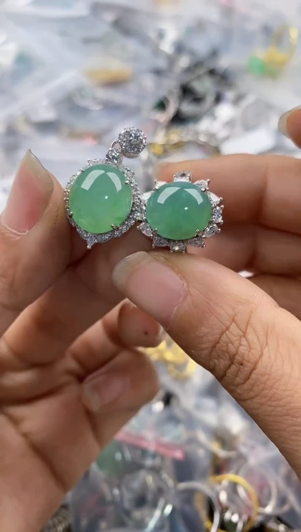 银S925镶嵌戒指翡翠11-11---10