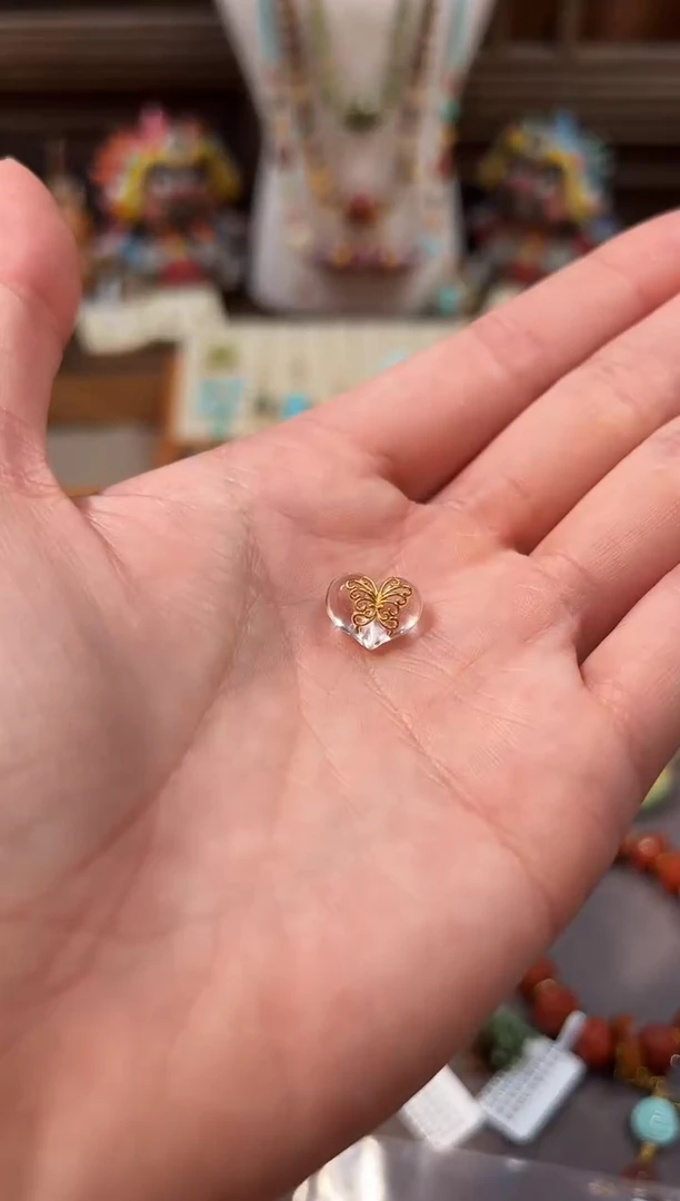 银S925镶嵌珠宝半成品水晶水晶配饰爱心屁桃蝴蝶