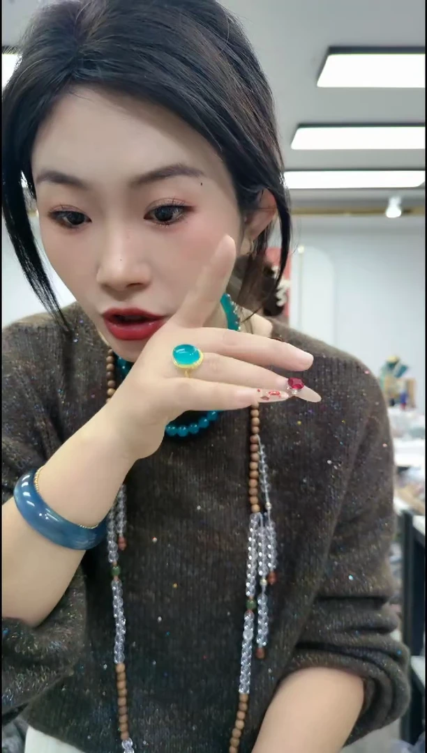 【闪购商品】天河石戒指合金1058天河石戒指金色托