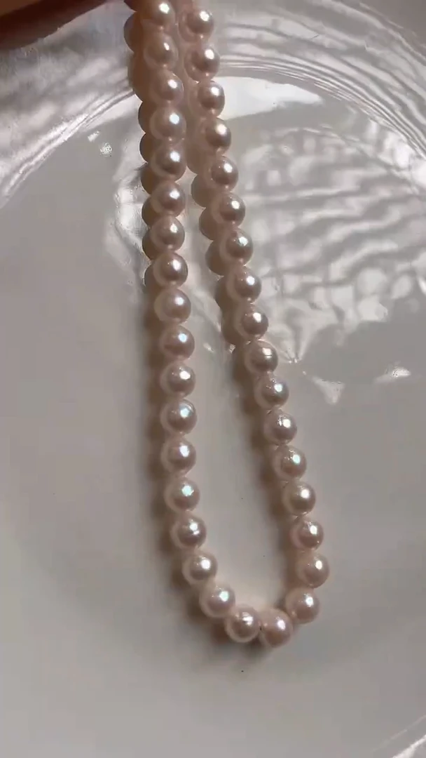 项链未镶嵌海水珍珠290    5mm粉色系天女项链（多样性发一）