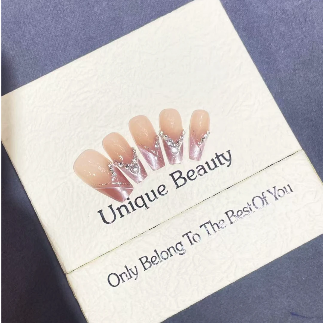 【顾里】手工穿戴甲紫色猫眼新款显白美甲贴片仙女必备