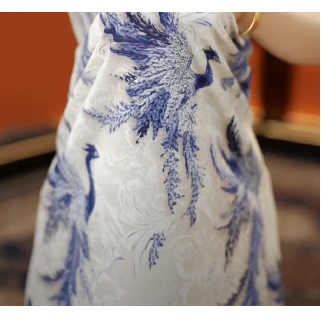 杭州原版正品2025新款夏季减龄百搭高级感孔雀开屏连衣裙女