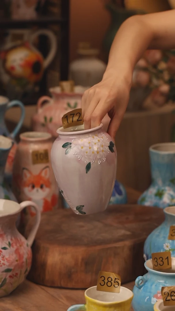 陶瓷172景德镇设计师手作花器摆件侘寂风