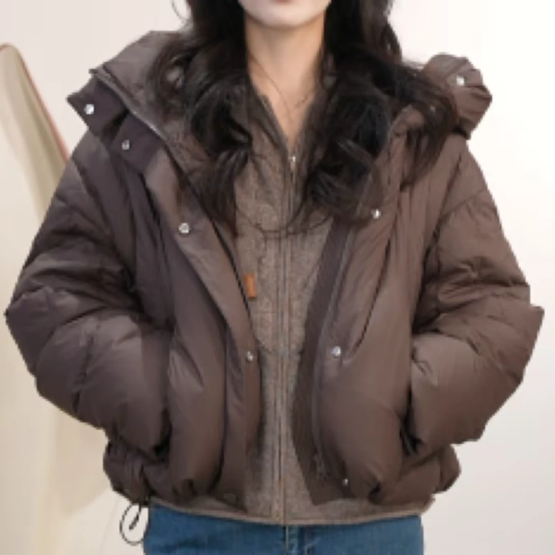 IMM尹默冬连帽宽松短款女装洋气时髦气质90白鹅绒羽绒服外套女