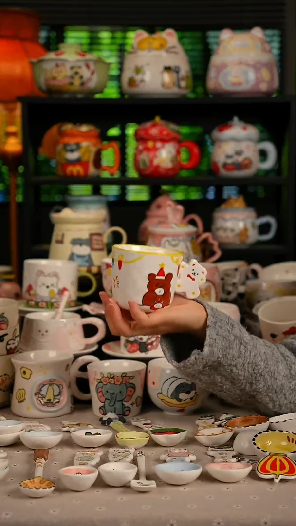 陶瓷无盖款景德镇高温釉下彩纯手绘创意瓷