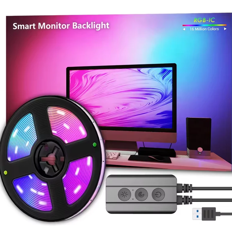 电脑氛围灯电竞游戏流光溢彩灯带背景屏光同步房间家用装饰