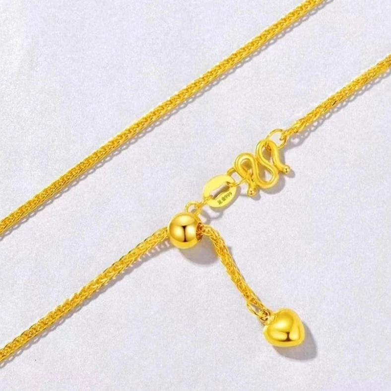 【莹莹专享】足金999爱心抽拉 3克 肖邦M扣45CM 纳金添喜 BP 91399