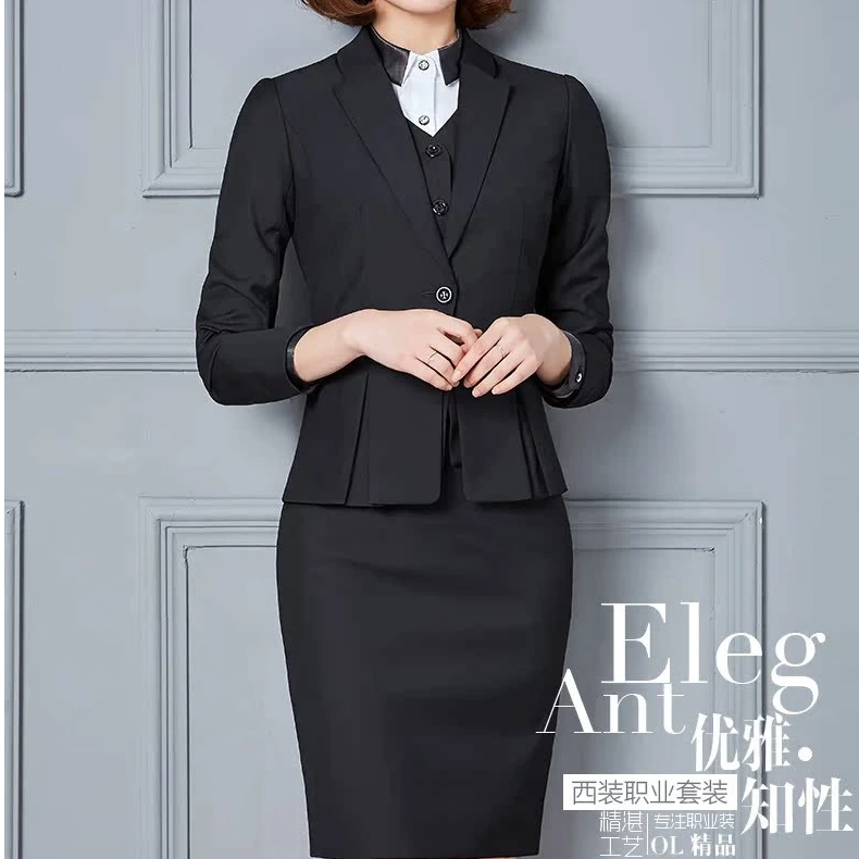 BX60101西装套装女职业正装公务员气质工作服高级感黑色西服外套H