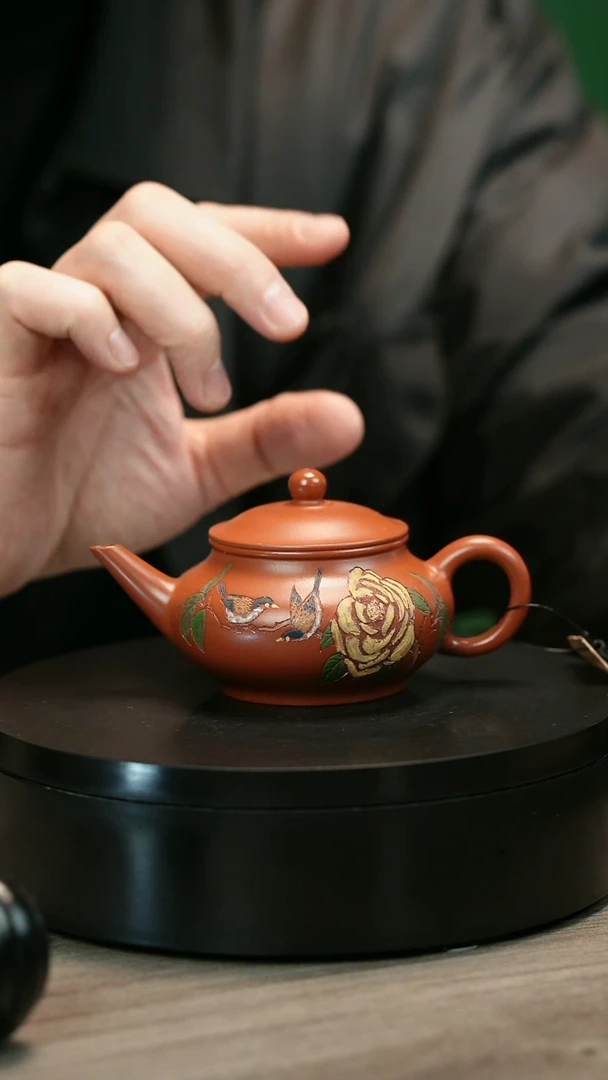 茶壶紫砂出*H2254赵翠虹彩绘扁平